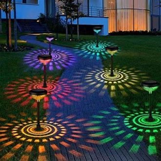 OEM Juego De 2 Luces Solares Para Exteriores - Resistente Al Agua Ip65 - Bater&iacute;a De 800 Mah - 8-12 Horas De Iluminaci&oacute;n - Luz Blanca C&aacute;lida Y Rgb - Decora