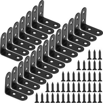 OEM Escuadras Esquineras En Forma De L De Metal Negro Con Tornillos Para Muebles De Madera, Soporte Para Armarios, 20 Piezas, 40 X 40 X 18 Mm