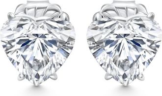 Pompeii3 Certified 6Ct TW Heart Shape Diamond Studs 14k White Gold Lab Grown