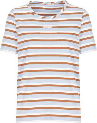 Marni Light Blue Striped Cotton T-Shirt