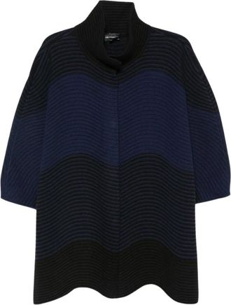 Emporio Armani Wolmix Cabanjas - Dames - Jassen - Blauw - Maat: L Wol