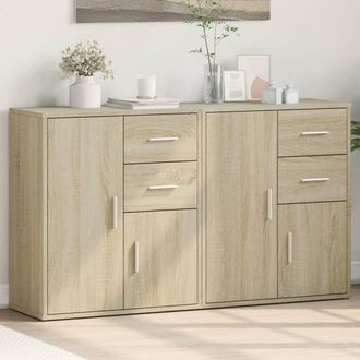 vidaXL Vidaxl - Aparador De Madera De Ingenier&iacute;a 2 Uds Roble Sonoma 60x31x70 Cm