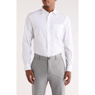 Nordstrom Solid Stretch Button-Up Shirt in White at Nordstrom Rack, Size Large