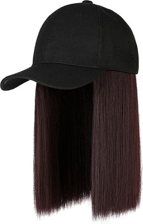 Generic Womens Cap Lightweight Adjustable Headwear UK Attached Hair Hair Wig Baseball Hat Long Straight Hairstyle Hair Cap Adjustable Wig Girls Tennis Visor (
