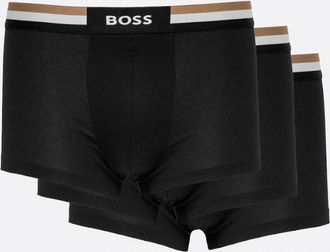 HUGO BOSS Mens BOSS Orange Motion Mens 3 Pack Cotton-Blend Trunks with Signature Waistbands - Black - Size: 35/34/32/9.5/13/12.5/12/11.5/11/9/16/15.5/15/14.5/1