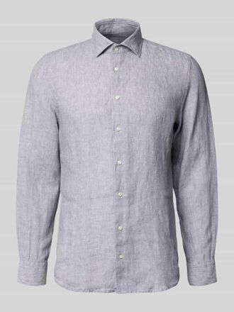 Seidensticker Slim Fit Business-Hemd aus Leinen mit Kentkragen in Silber, Gr&ouml;&szlig;e 42