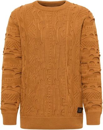 Carlo Colucci Truien & Vesten, Heren, Bruin, 2Xl, Katoen, Effen Gebreide Trui