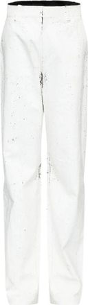 Maison Margiela Painted Tailored Broeken - Dames - Straight fit broeken - Wit - 2XS - Katoen - Broeken