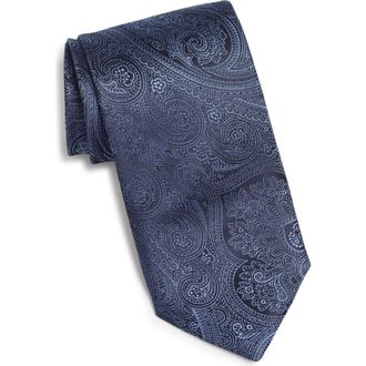 Canali Paisley Silk Tie in Dark Blue at Nordstrom