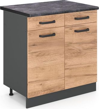 Vicco Mobiletto base per cucina R-Line, Quercia dorata, 80 cm, pl Antracite