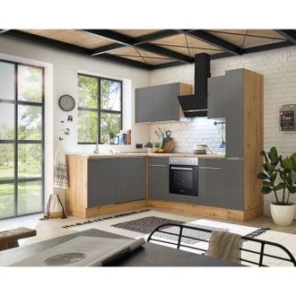 Respekta Cucina Cucinino Cucina ad Angolo Marleen Premium 250 cm Rovere Artigianale Grigio Respecta