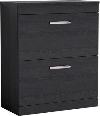 Nuie Athena Floor Standing 2-Drawer Vanity Unit and Worktop 800mm Wide - Charcoal Black Woodgrain - Nuie