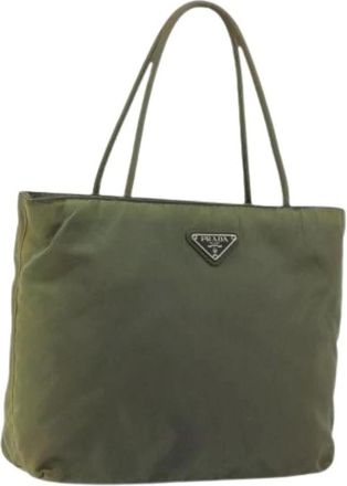 Prada Pre-owned Tote Bags, female, Green, Size: ONE SIZE Pre-owned Vintage Nylon Hand Bag