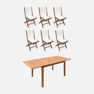 Alice's Garden Mesa De Jard&iacute;n De Madera Extensible, 6 Sillas