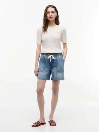 Tommy Hilfiger Womens Denim Utility Short - Medium Wash - XXS