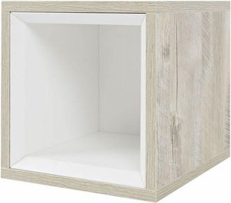 Milano Bexley Oak Effect 300mm Wall Hung Bathroom Cube Storage Unit - Light Oak (No LED Light)