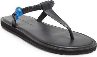 Freda Salvador Knotted T-Strap Sandal in Cobalt Rope Combo at Nordstrom, Size 10.5