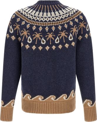 Alanui Mens Blue Virgin Wool Cardigan Clothing