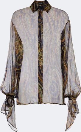 Etro Camisa de chif&oacute;n en mezcla de seda semitransparente