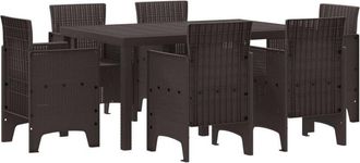 vidaXL Garden Dining Set 7 pcs Brown Polt rattan vidaXL