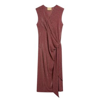 Momoni Roca Jurk - Dames - Wikkelkleedje - Rood - 2XS - Leer - Kleedjes