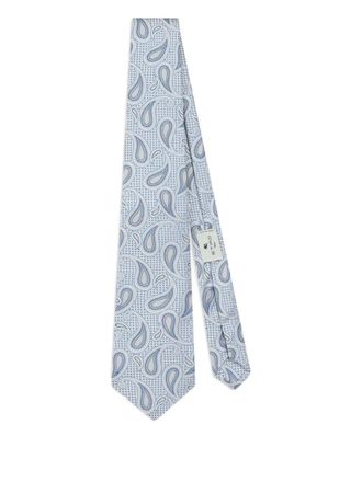 Etro polka-dot paisley jacquard tie - men - Silk - One Size - White
