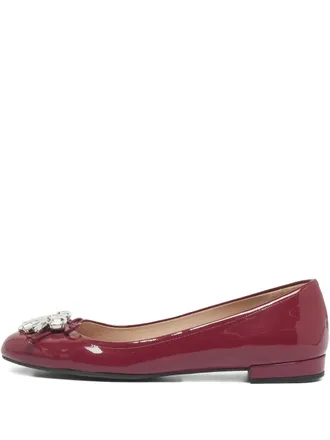 Miu Miu patent-leather crystal ballet flats - Purple