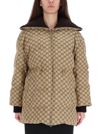 Gucci Quilted Cotton Down Jacket - Beige