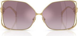Versace 62mm Oversize Square Sunglasses in Gold /Violet Mirror Silver at Nordstrom