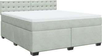 vidaXL Vidaxl - Cama Box Spring Con Colch&oacute;n Terciopelo Gris Claro 180x200 Cm