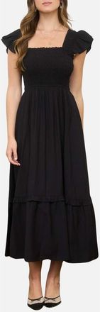 Blu Pepper Smocked Bodice Tiered Maxi Dress in Black at Nordstrom, Size Medium