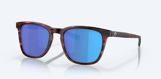 Costa Unisex Sullivan Polarized Sunglasses In Matte Tortoise Blue Mirror