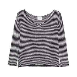 Be You Gestreepte V-hals Lange Mouwen - Dames - V-hals truien - Zwart - S - Truien & Vesten