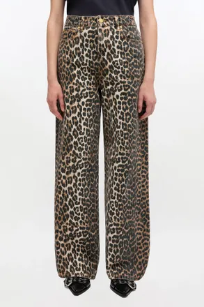 Ganni Brown Leopard Printed Lari Jeans - Size 24W/33L Organic Cotton