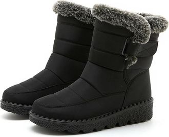 Generic Womens Waterproof Winter Boots Black Non-slip Warm Snow Boots for Women Casual Fur Lined Boots, Size 8.5 UK