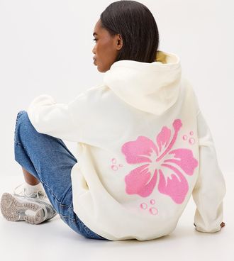 Twik Womens Fleece hibiscus flowers hoodie