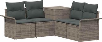 vidaXL Juego De Sof&aacute; 5 Uds. Gris Y Gris Oscuro Rat&aacute;n Sint&eacute;tico Y Acero Vidaxl