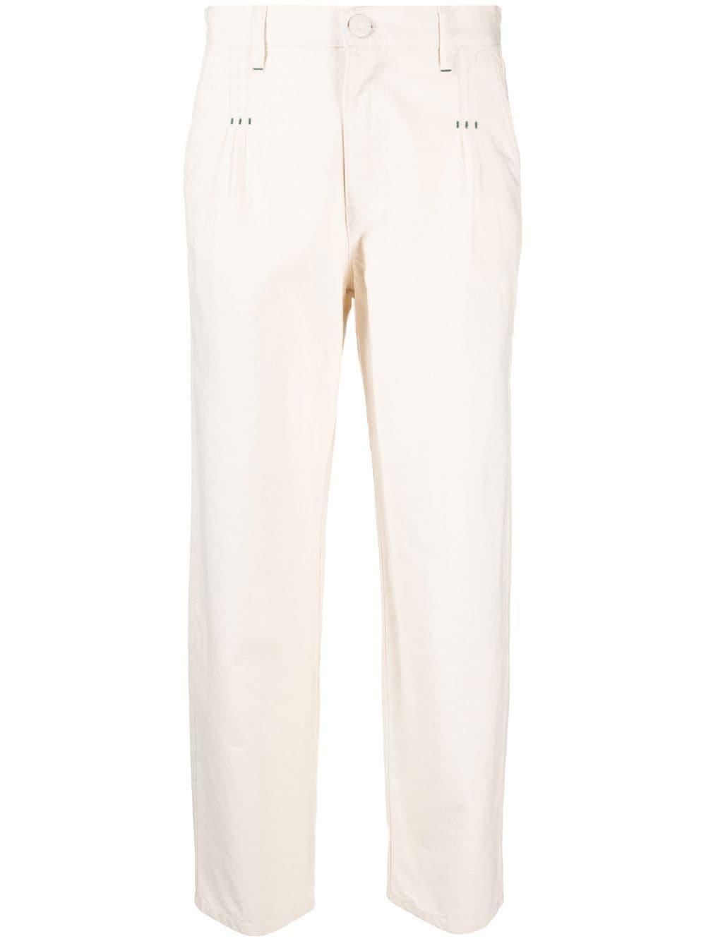 パンツ CHLOE Women Straight Pants CHC24UPA12064112 White Mid-rise straight linen pants in white - Chloe | Mytheresa