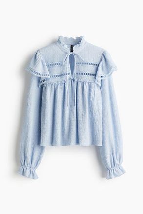 H&M Textured Jersey Blouse in Light Blue at Nordstrom, Size Xx-Large