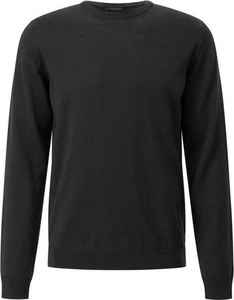 Roberto Collina Merinowol Trui - Heren - Ronde hals truien - Zwart - 2XL - Wol - Truien & Vesten