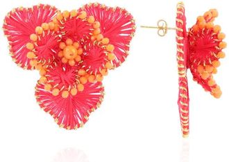 Lott. Gioielli Silk Flower Statement Earrings in Fuchsia/Orange at Nordstrom, Size Large