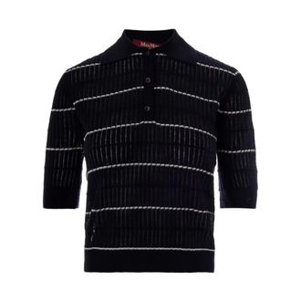 Max Mara Polo Shirts, female, Blue, Size: M Silk and Wool Yarn Jumper