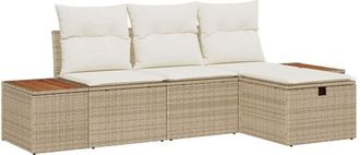 vidaXL Garden Sofa Set with Cushion 4 pcs Beige Poly rattan vidaXL