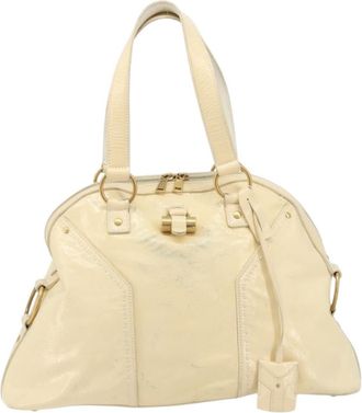 Saint Laurent Muse Shoulder Leather White Patent_Leather Handbag (Pre-Owned)