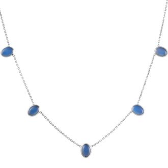 Pompeii3 14k White Gold Blue Moonstone Station Necklace By The Yard Design 18
