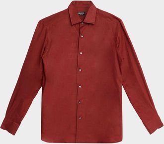 Ermenegildo Zegna Mens Oasi Lino Linen Button-Down Shirt