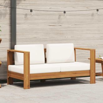 vidaXL Vidaxl - Sof&aacute; De Jard&iacute;n Con Coj&iacute;n Madera De Acacia Blanco Crema 140 Cm