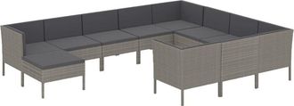 vidaXL Set De Muebles De Jard&iacute;n 11 Pzas Y Cojines Rat&aacute;n Sint&eacute;tico Gris Vidaxl