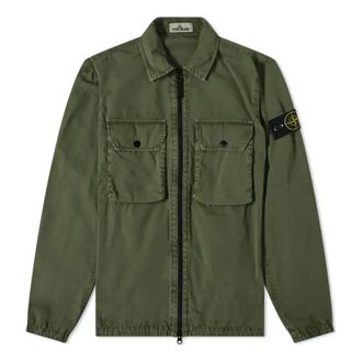 Stone Island 2 Pocket Brushed Cotton Shirt Jacket Sage 7515113WN-V0155