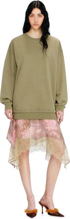 Diesel Sweatshirt dress with chiffon and lace skirt - Dresses - Woman - Multicolor